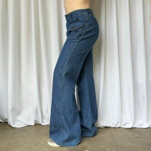 VTG 1970s Capital Pants Sailor Bell Bottom Jeans High Rise Wide Flare 30x33